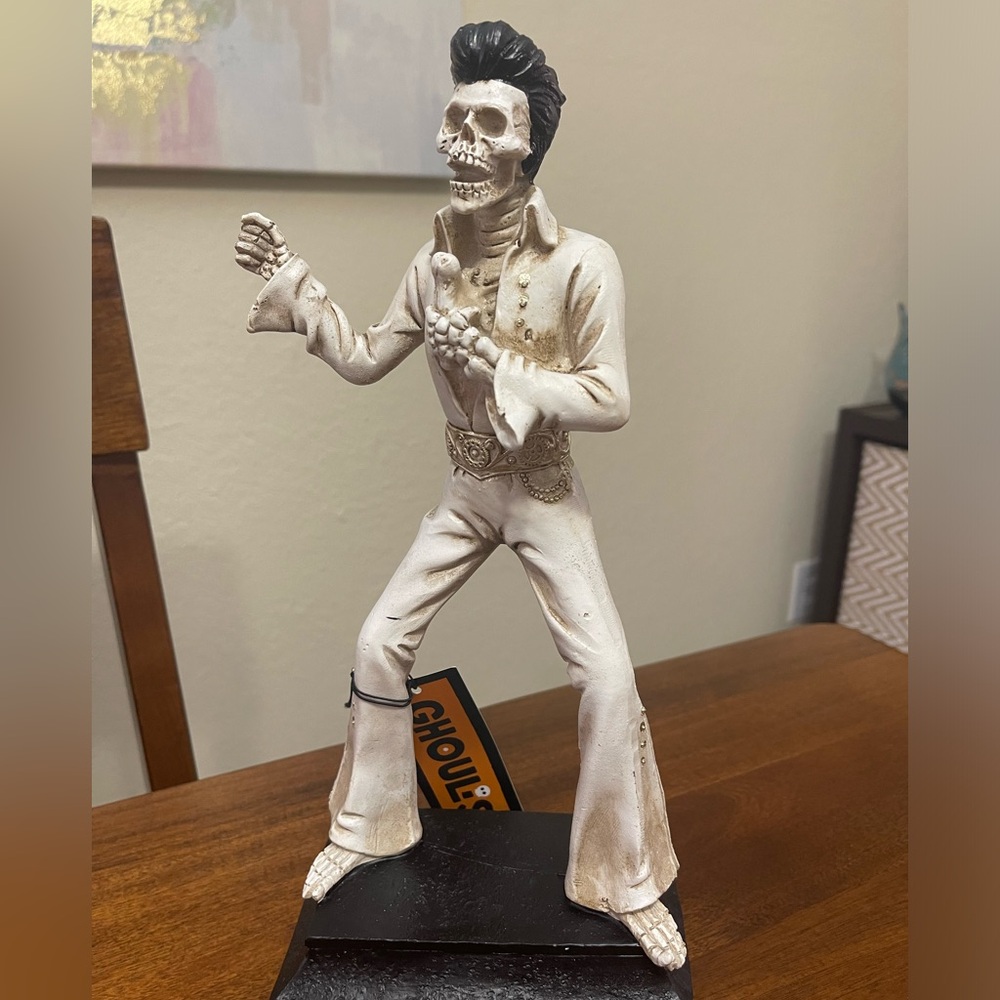 12” Halloween Elvis Day of the Dead Skeleton Statue Figurine